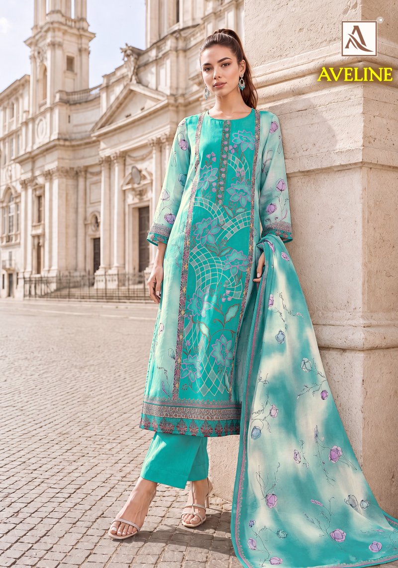 Aveline By Alok Viscose Muslin Printed Dress Material 